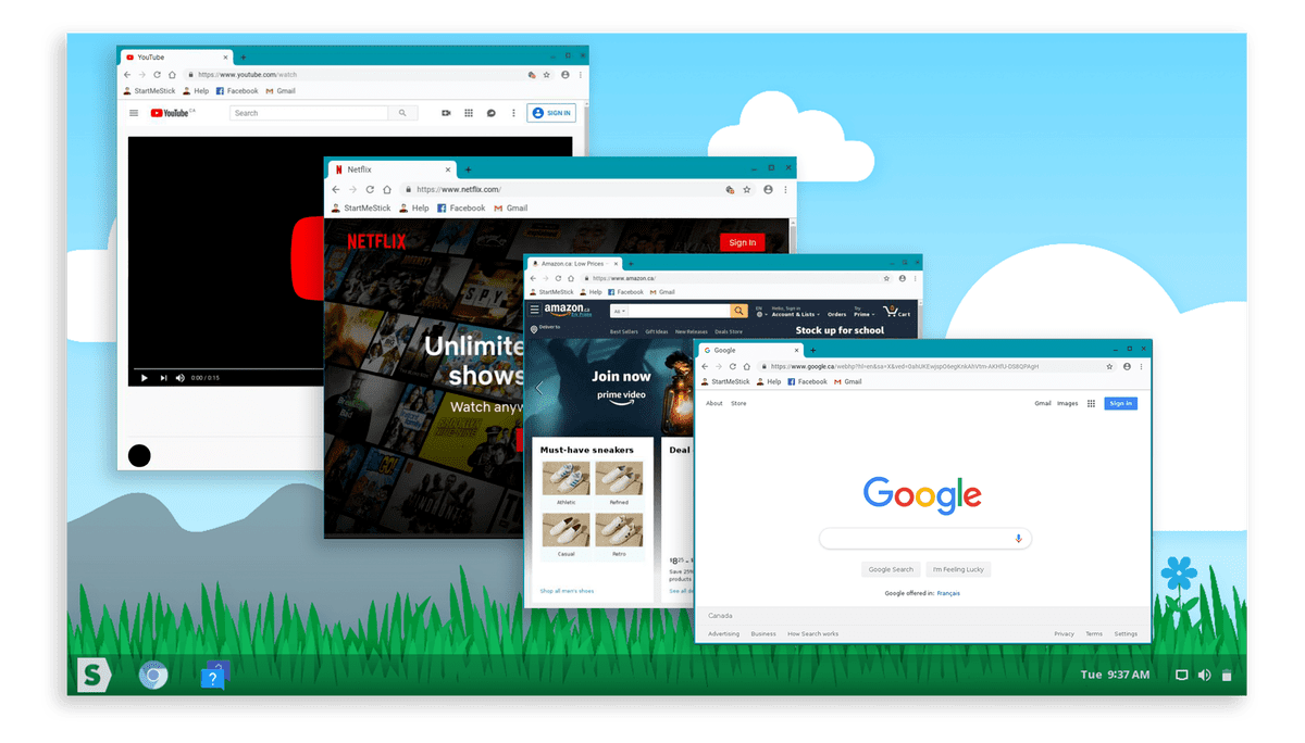 StartMeStick Desktop with Netflix, Amazon and Google